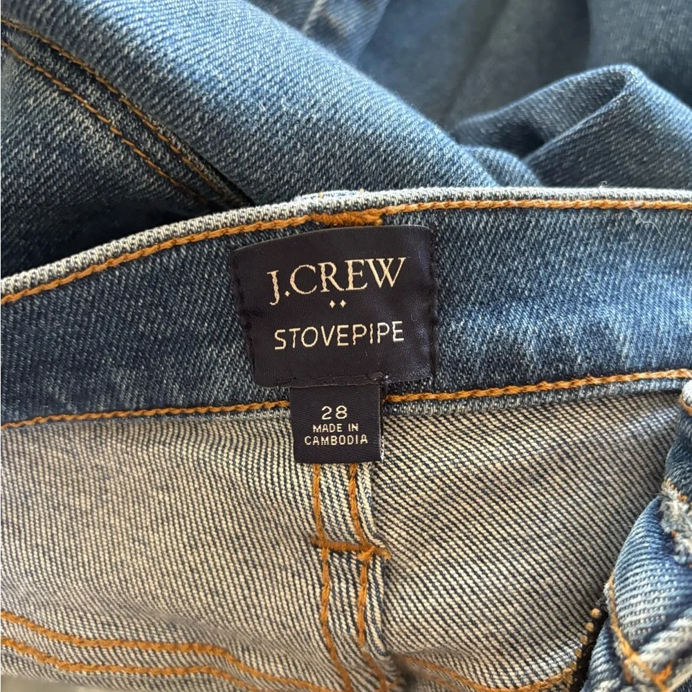 J. Crew Women's Stovepipe Jeans with Cut Hem Signature Stretch+ Sail Port Wash - Picture 8 of 8
